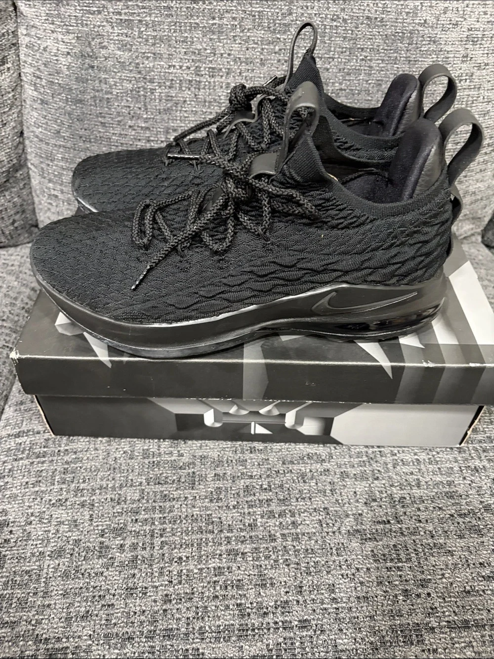 Brand new LeBron XV low triple black 10.5